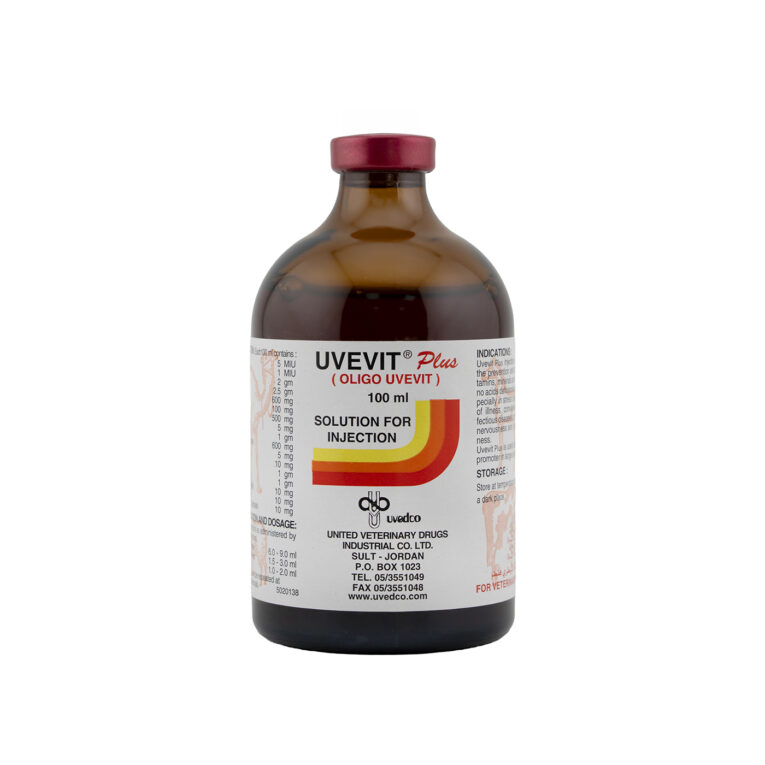 Uvedco UVEVIT Plus comprehensive vitamin, mineral, and amino acid supplement injection 100ML for Horses, Camels and Livestock